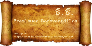 Breslauer Bonaventúra névjegykártya